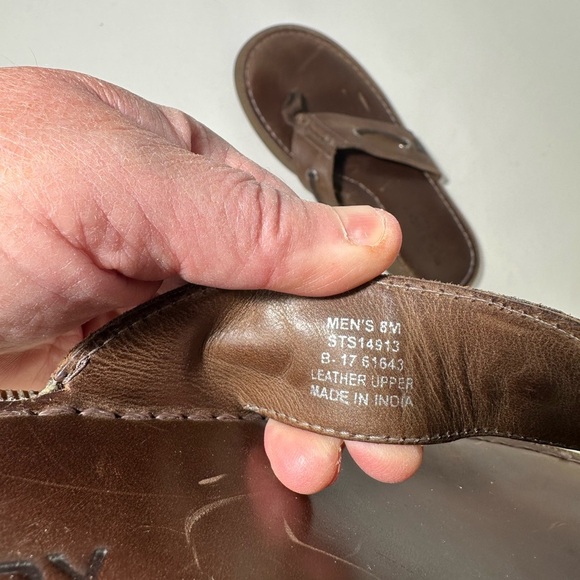 Dark Brown Leather Flip-Flops with Contoured Footbed - Picture 8 of 9